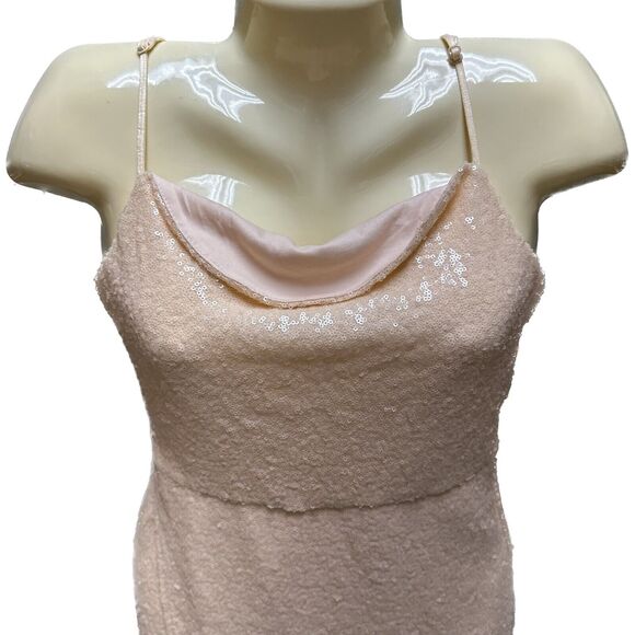 Lulu’s Start the Night Off Pink Cream Sequin Cowl Neck Bodycon Mini Dress S NWT - Picture 4 of 14